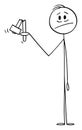 Person Holding Broken Hammer, Low Quality Tool, Vector Cartoon Stick Figure Illustration