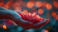 A person holding a flower in their hand with blurred background, AI Royalty Free Stock Photo