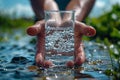 Person holding a glass of water in their hand, ready to take a drink Royalty Free Stock Photo