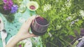 A person holding a glass of red wine Royalty Free Stock Photo