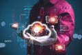 Person holding holographic cloud, AI and cloud computing concept Royalty Free Stock Photo