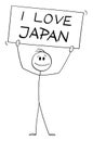 Person Holding I love Japan Sign , Vector Cartoon Stick Figure Illustration