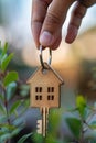 A person holding a key to their house in front of some plants, AI Royalty Free Stock Photo