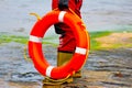 A person holding a life ring Royalty Free Stock Photo