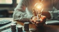 The lightbulb and coins.AI generated image Royalty Free Stock Photo