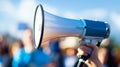 Person Holding Megaphone Close Up