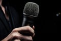 Person Holding Microphone Close-Up Royalty Free Stock Photo