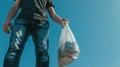 The person holding plastic bag.AI generated image Royalty Free Stock Photo