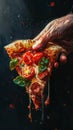 Person Holding Slice of Pizza Royalty Free Stock Photo