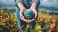 Person Holding Small Globe in Hands Royalty Free Stock Photo