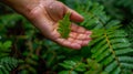 A person holding a small green plant in their hand, AI Royalty Free Stock Photo