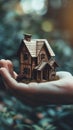 Person Holding Small House, A Symbol of Homeownership and Stability Royalty Free Stock Photo