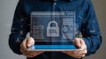 Secure ssl certificate on tablet for online business website security and data encryption protection Royalty Free Stock Photo