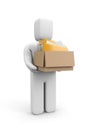 The person holds a box with documents(folders) Royalty Free Stock Photo