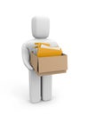 The person holds a box with documents(folders) Royalty Free Stock Photo