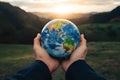 Person holds globe, symbolizing global perspective and foresight for future