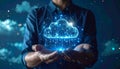 Digital Cloud Network Held in Hands Royalty Free Stock Photo