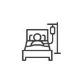 Person in hospital bed line icon