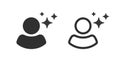 Person human enhance icon vector graphic simple pictogram, new clean user symbol set glyph line outline art, improve augment