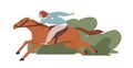 Person hurrying and rushing to aim. Fast life with ambitions and aspirations concept. Ambitious woman riding on