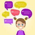 Person icon with colorful dialog speech bubbles. Royalty Free Stock Photo
