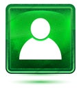 Person icon neon light green square button Royalty Free Stock Photo