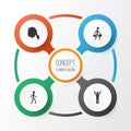 Person Icons Set. Collection Of Jogging, Gentlewoman Head, Delivery Person And Other Elements. Also Includes Symbols