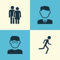 Person Icons Set. Collection Of Work Man, Scientist, Beloveds And Other Elements. Also Includes Symbols Such As Smart