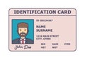 Person identification badge. Id plastic card with personal data and photo. Royalty Free Stock Photo