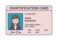 Person identification badge. Id plastic card with personal data and photo.