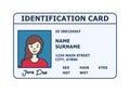 Person identification badge. Id plastic card with personal data and photo.