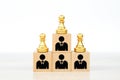 Person individual people icons and chess on wooden toy blocks stacked in pyramid. Royalty Free Stock Photo