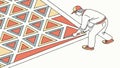 Person Installing Triangular Tiles for Flooring or Roofing, vector design Generative AI Royalty Free Stock Photo
