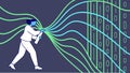Person interacting with binary code streams, representing data processing and AI. vector design Generative AI Royalty Free Stock Photo
