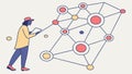 Person Interacting with Data Network Nodes Vector Art, vector design Generative AI Royalty Free Stock Photo