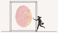 Person interacting with fingerprint scanner, digital authentication. vector design Generative AI Royalty Free Stock Photo