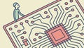 Person Interacting with Microchip, Future Computing Vector Illustration, vector design Generative AI Royalty Free Stock Photo