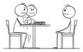 Person on Job Interview or Student on Examination, Vector Cartoon Stick Figure Illustration