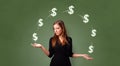 Person juggle with dollar symbol Royalty Free Stock Photo