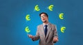 Person juggle with euro symbol Royalty Free Stock Photo