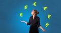 Person juggle with euro symbol Royalty Free Stock Photo