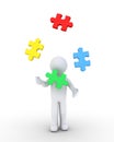 Person juggling puzzle pieces Royalty Free Stock Photo