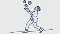 Person juggling three balls, showcasing skill and focus, vector design Generative AI Royalty Free Stock Photo