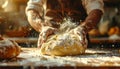 Person Kneading Dough in a Kitchen for Baking Royalty Free Stock Photo