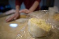 Kneading Dough on Kitchen Counter Royalty Free Stock Photo