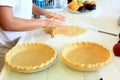 Person kneading a Pie Crust for an Apple pie Royalty Free Stock Photo