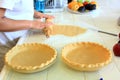 Person kneading a Pie Crust for an Apple pie Royalty Free Stock Photo