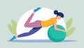 A person lays on their stomach on a yoga ball slowly rolling back and forth to release any tension in their spine