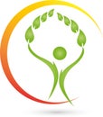Person and leaves, plant, wellness and naturopathic logo Royalty Free Stock Photo