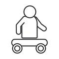 Person without legs sitting in cart, world disability day, linear icon design